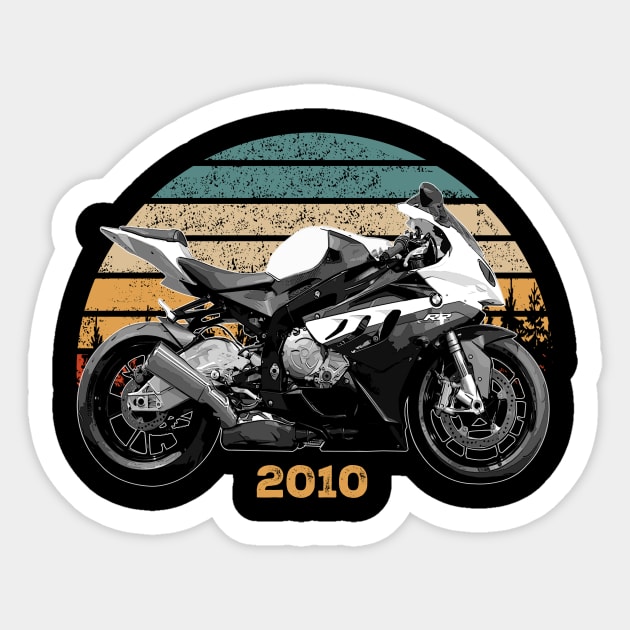 2010 BMW S1000RR Vintage Motorcycle Design Sticker by Madisen Harvey